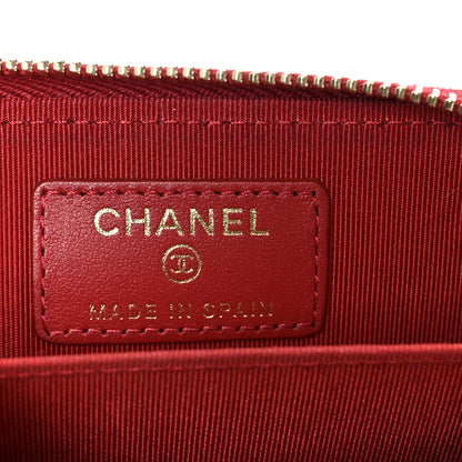 Chanel Caviar Quilted Zip Coin Purse Red 6 of 9