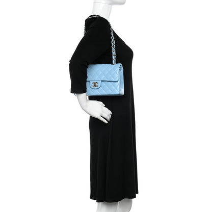 Chanel Caviar Quilted Small Double Flap Light Blue 2 of 10