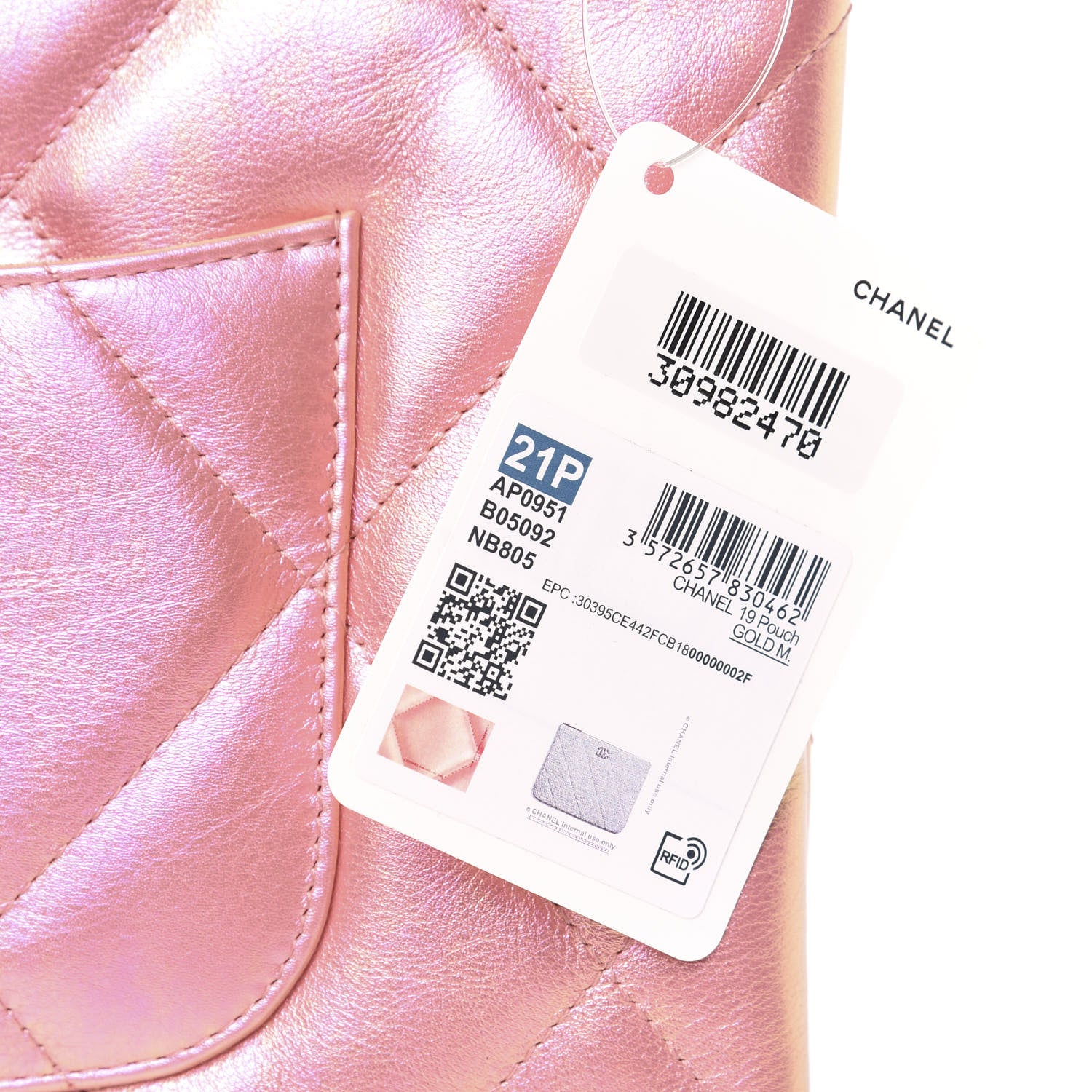 Chanel Iridescent Calfskin Quilted Large 19 Cosmetic Case Pink 9 of 12