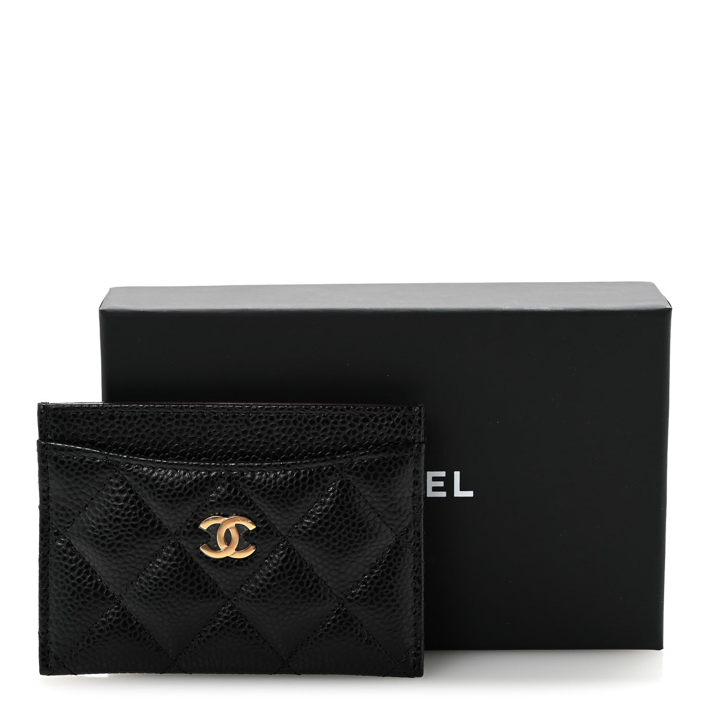 Caviar Quilted Card Holder Black
