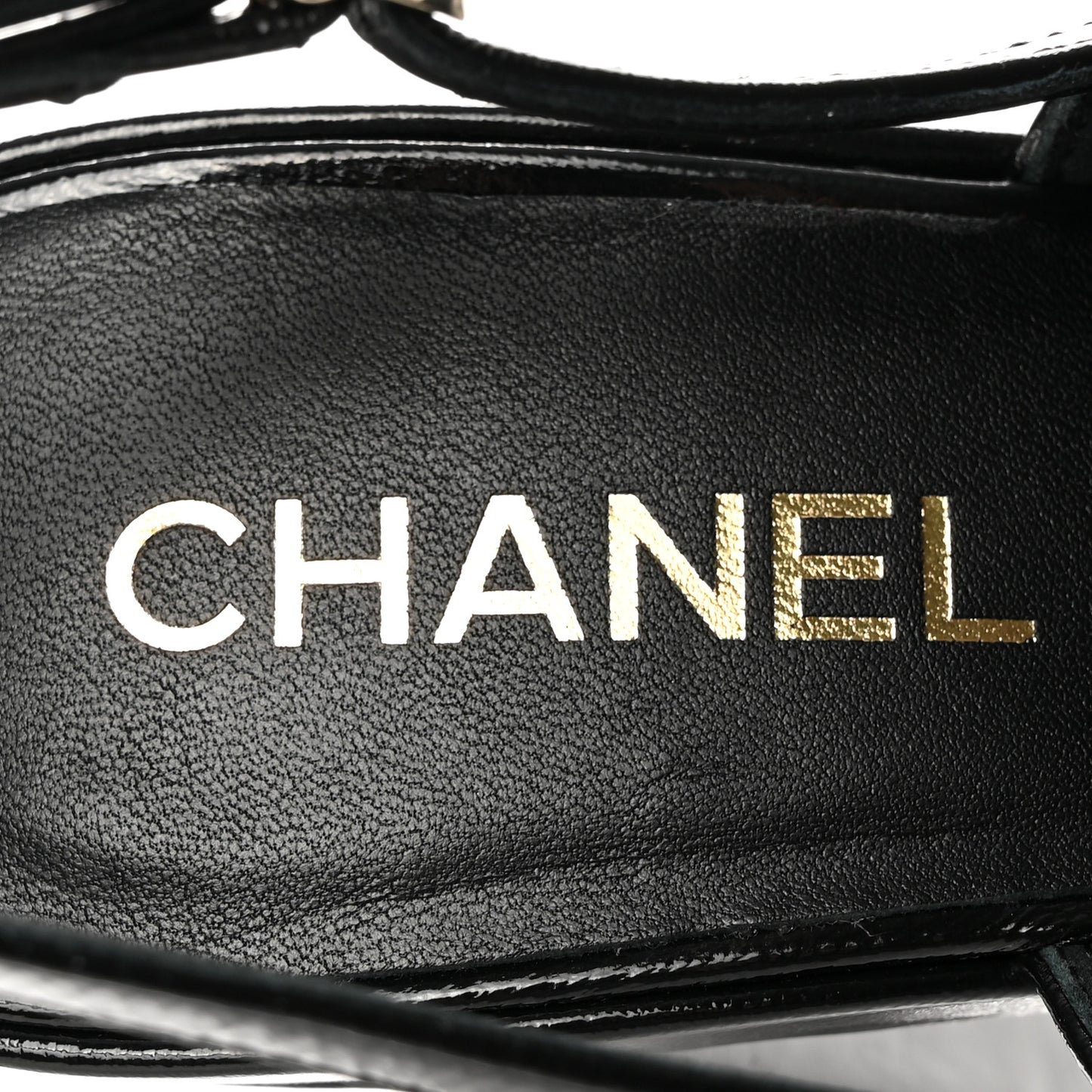 Crumpled Patent Lambskin Platform Sandals 40.5 Black