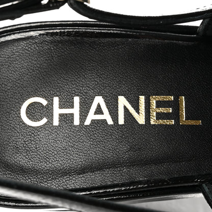Chanel Crumpled Patent Lambskin Platform Sandals 40.5 Black 7 of 20