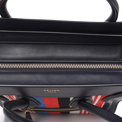 Celine Smooth Calfskin Striped Canvas Micro Luggage Navy Blue 8 of 13