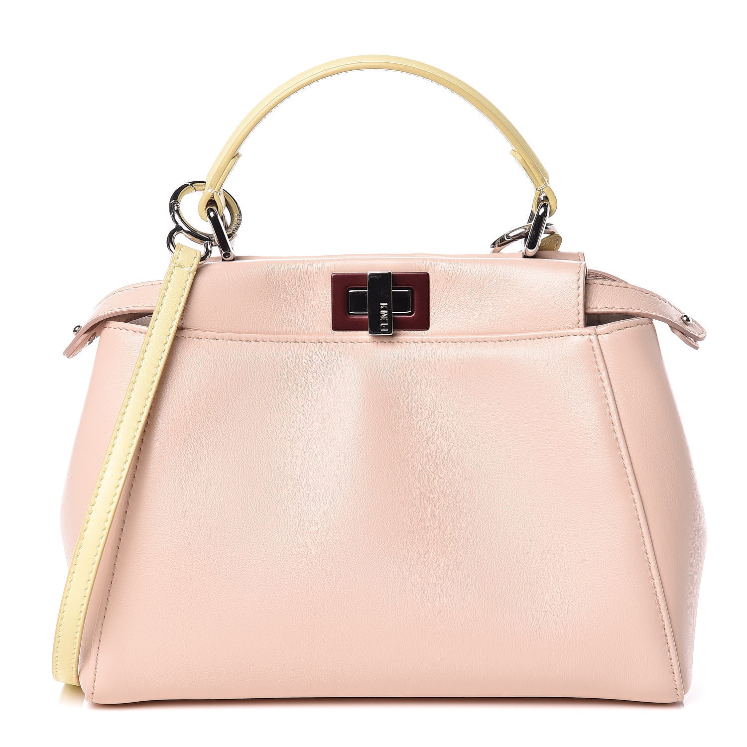 Fendi Nappa Colorblock Mini Peekaboo Iconic Satchel Plaster Banana Grigio Polvere 1 of 9