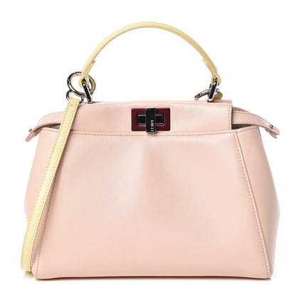 Fendi Nappa Colorblock Mini Peekaboo Iconic Satchel Plaster Banana Grigio Polvere 1 of 9