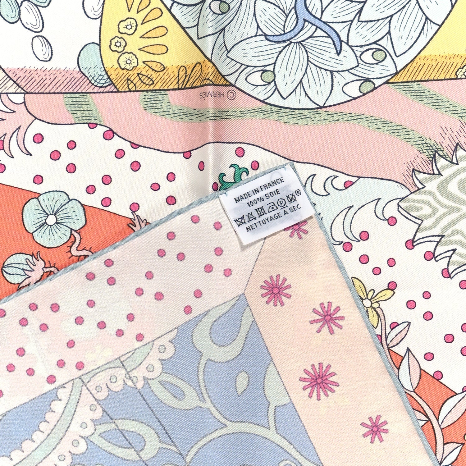 Hermes Silk Le Premier Chant Scarf 90 Abricot Ciel Vert 3 of 4