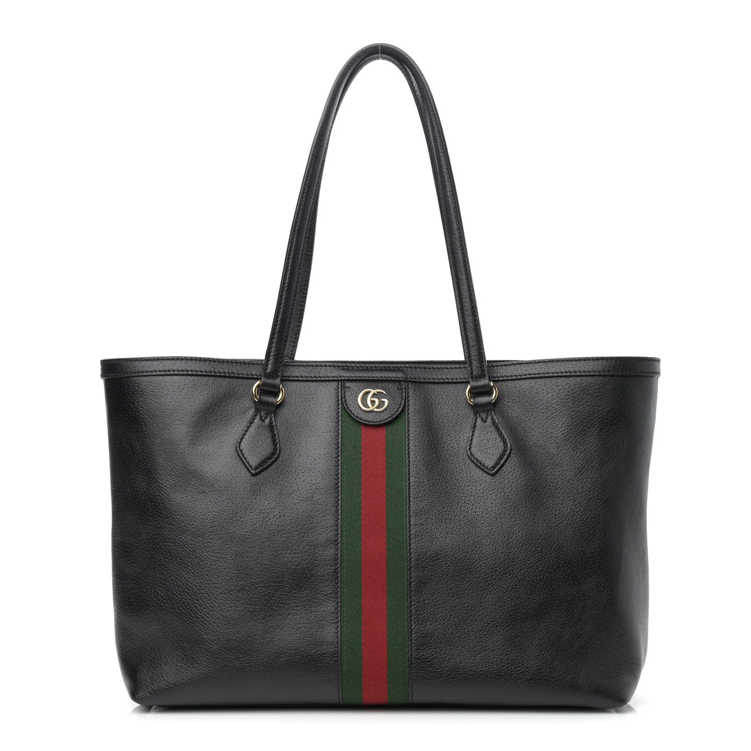 Gucci Textured Calfskin Web Medium Ophidia Shopping Tote Black 1 of 13