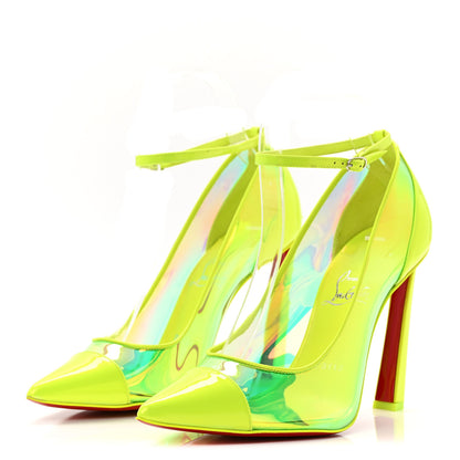 Christian Louboutin Patent Perle Debout Condorapik 100 Pumps 38 Fluo Yellow 3 of 8