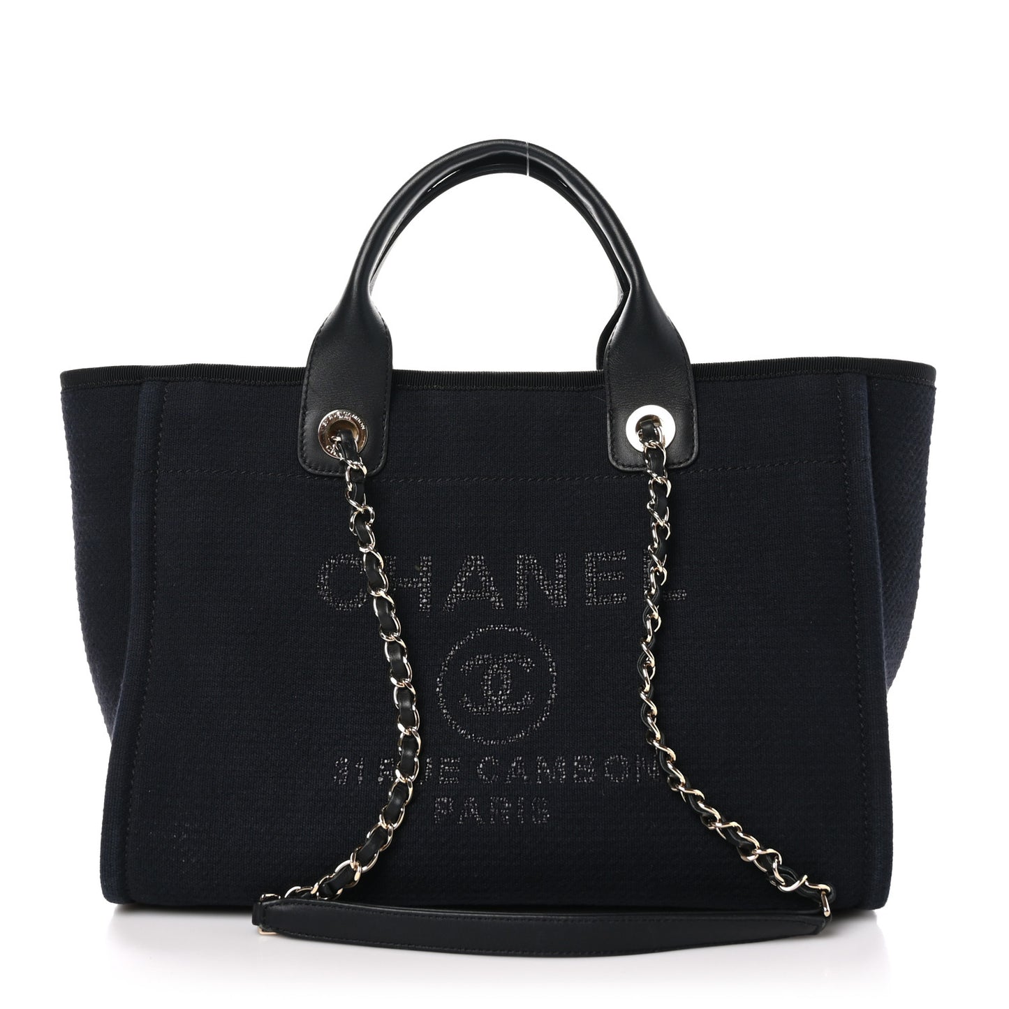Mixed Fibers Calfskin Small Deauville Tote Black