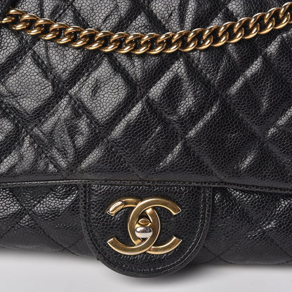 Chanel Crumpled Grained Calfskin Quilted Large Shiva Flap Black 8 of 10
