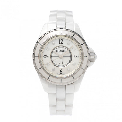 Chanel Stainless Steel Ceramic Diamond Mother of Pearl 29mm J12 Quartz Watch White 1 of 5