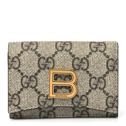 Gucci X BALENCIAGA GG Supreme Monogram Card Case Wallet Beige Ebony 2 of 10