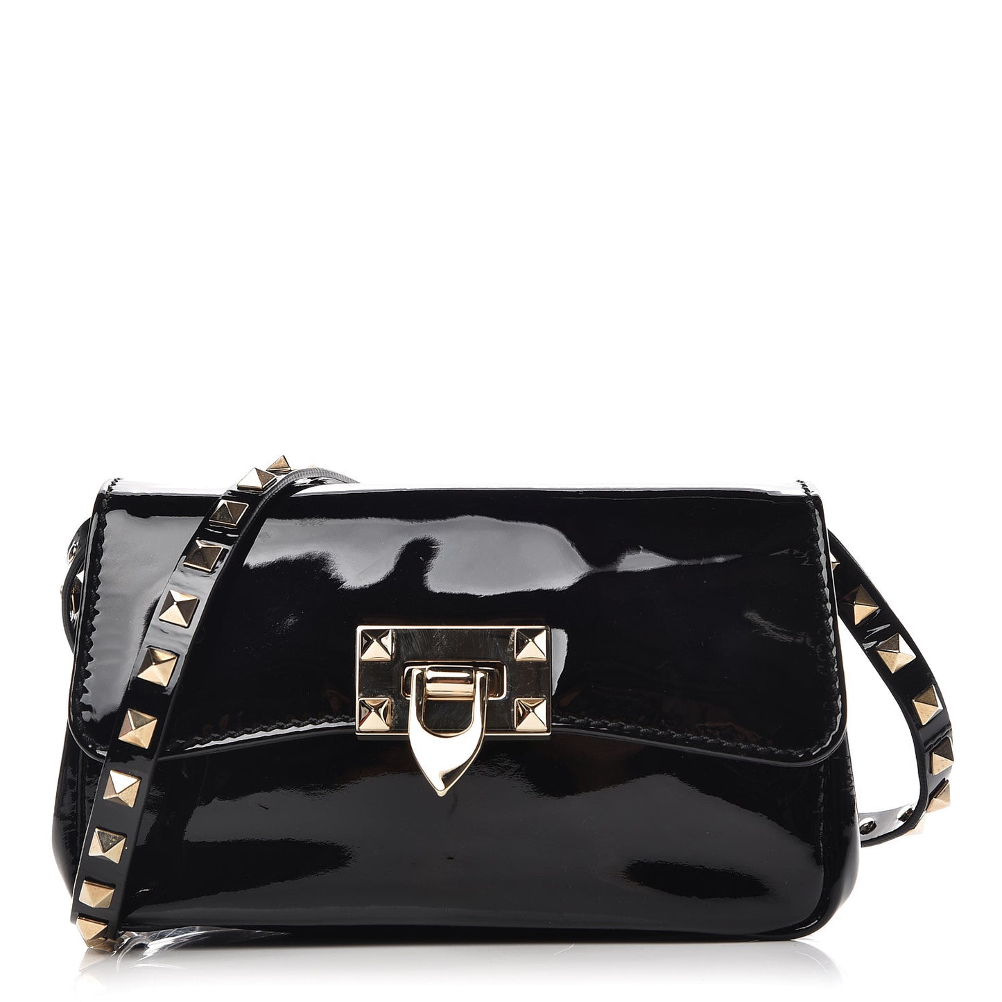 Patent Mini Rockstud Crossbody Bag Black