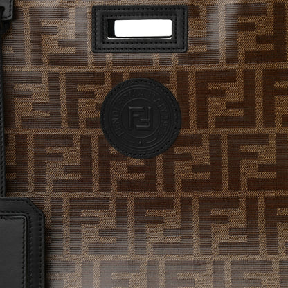 Fendi Glazed Fabric Vitello Century FF 1974 Stamp Patch Medium Peekaboo Defender Cover Mogano Panna Black 11 of 11