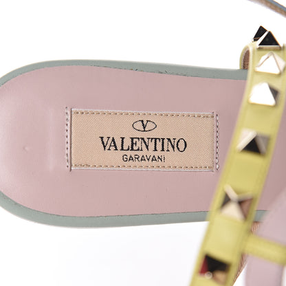 Valentino Garavani Calfskin Colorblock Rockstud Ankle Wrap Flat Thong Sandals 39.5 Multicolor 7 of 12