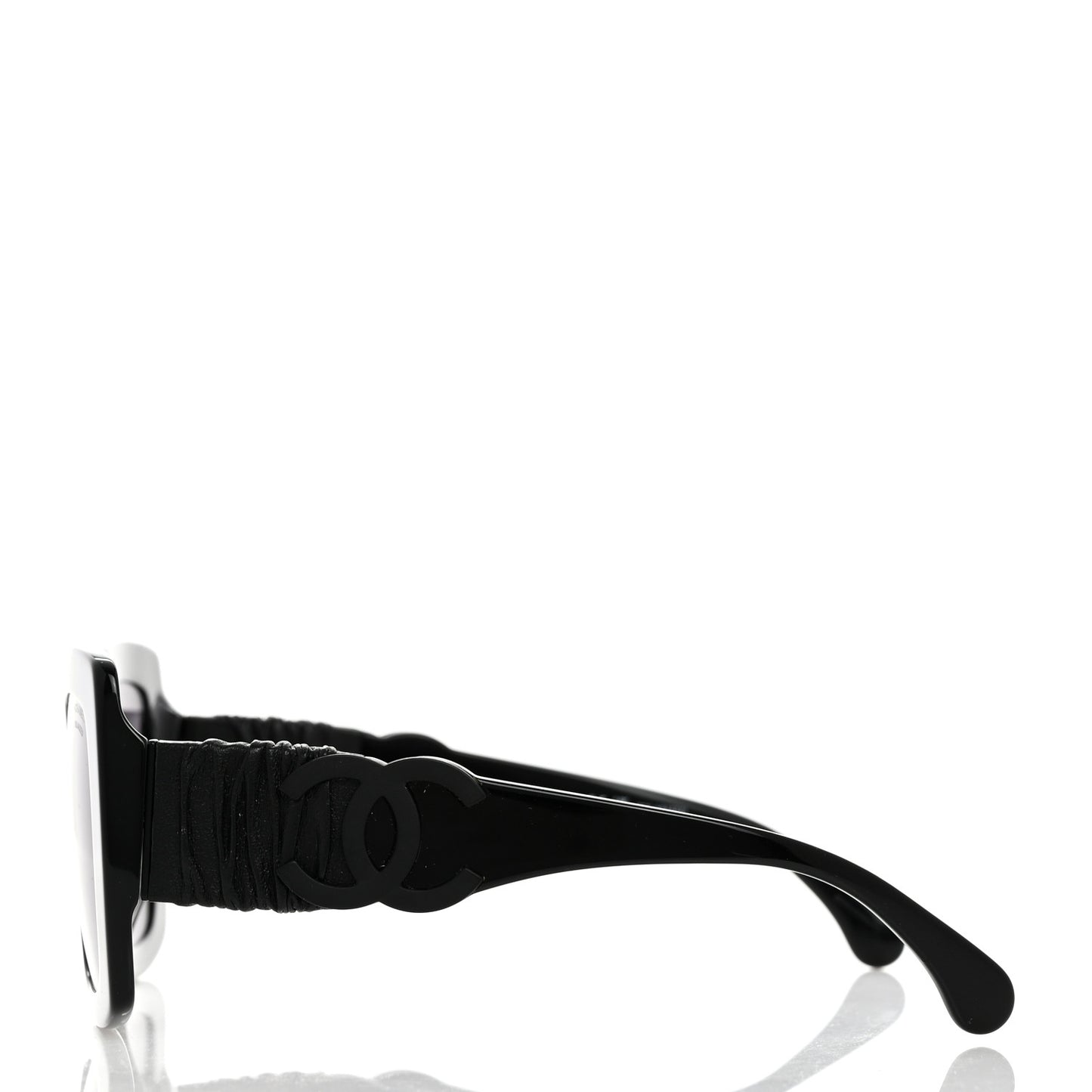 Acetate Calfskin Square Sunglasses 5474-Q-A Black