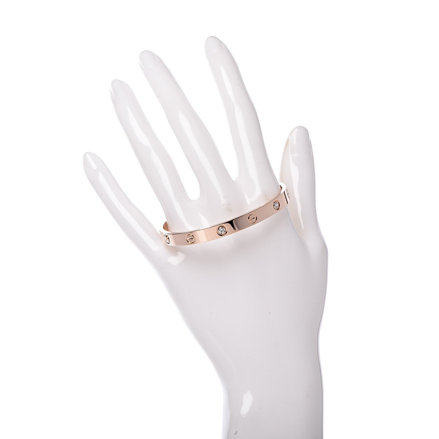Cartier 18K Pink Gold 4 Diamond LOVE Bracelet 17 2 of 8
