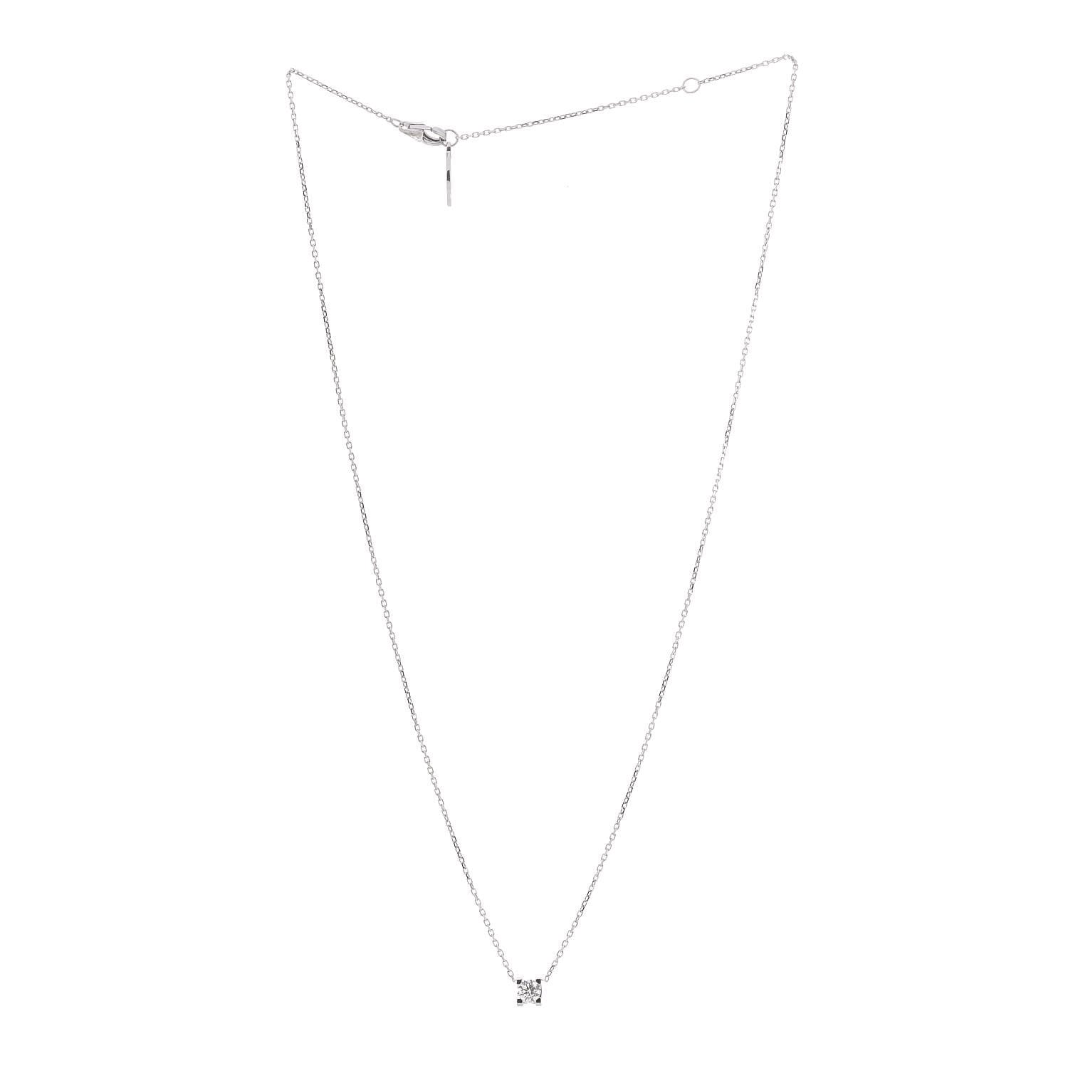 Cartier 18K White Gold Diamond .24ct C De Cartier Pendant Necklace 3 of 5
