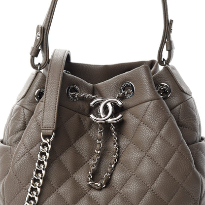 Chanel Grained Calfskin Quilted Small Chain Bucket Bag Khaki 11 of 11