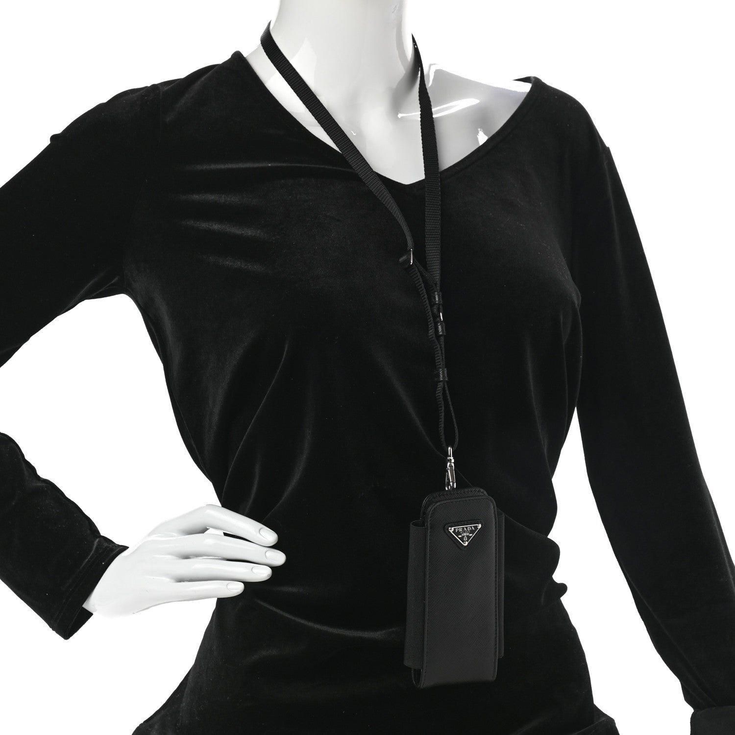 Prada Saffiano Phone Case Pouch Black 2 of 6