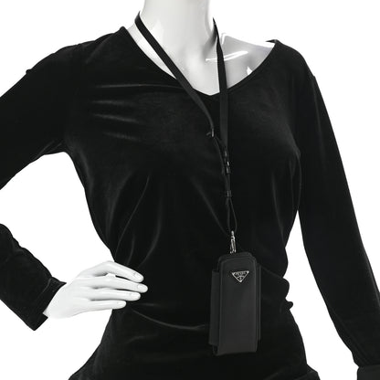 Prada Saffiano Phone Case Pouch Black 2 of 6