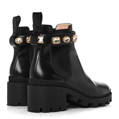 Gucci Calfskin Crystal GG Trip Chelsea Ankle Boots 38 Black 4 of 10