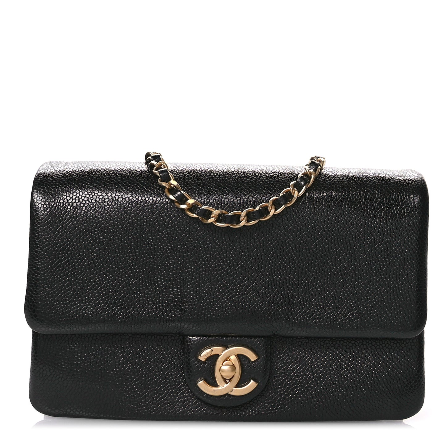 Shiny Caviar Small Flap Black