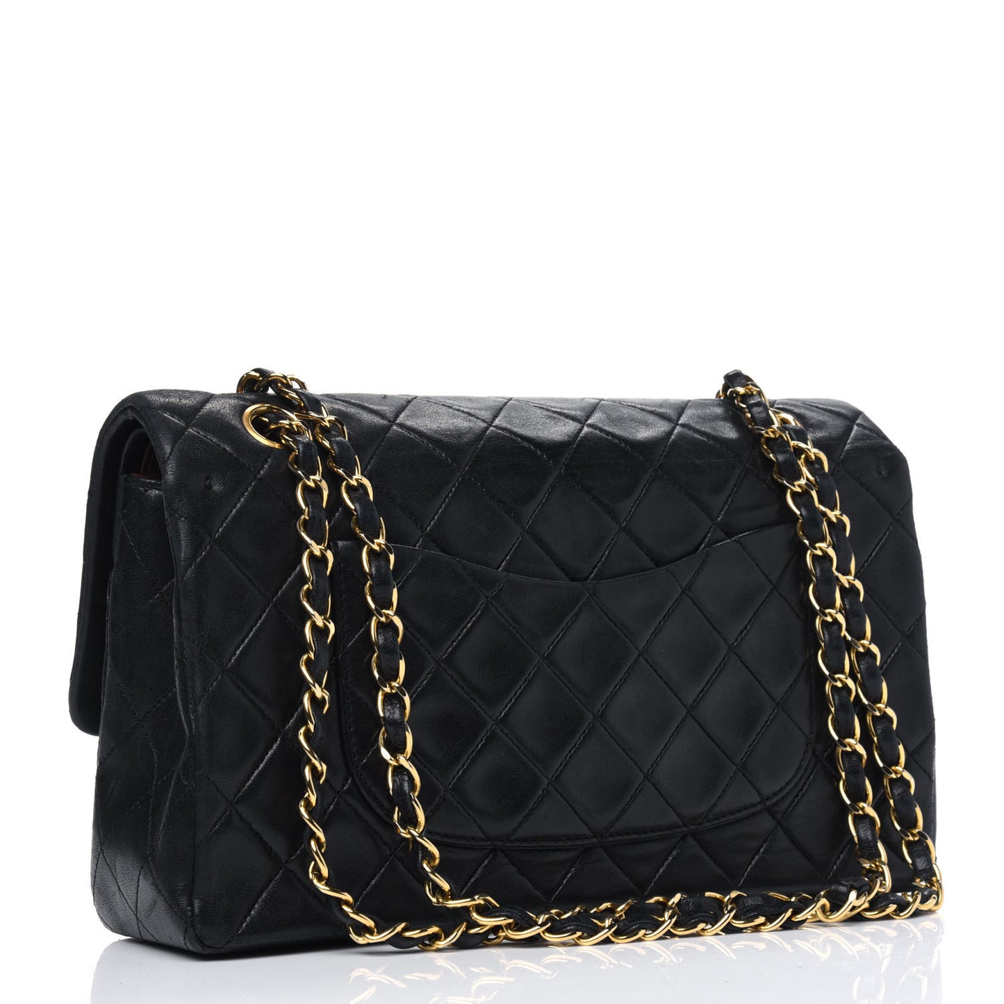 Lambskin Quilted Medium Double Flap Black