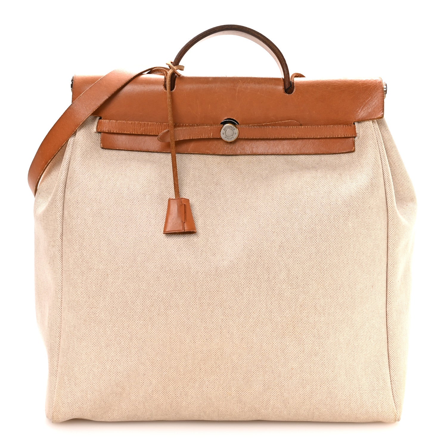 Hermes Toile Vache Calfskin Herbag 40 GM Natural 1 of 12