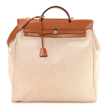 Hermes Toile Vache Calfskin Herbag 40 GM Natural 1 of 12