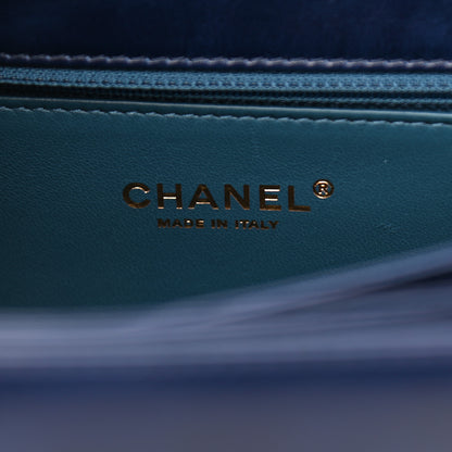 Chanel Iridescent Calfskin Quilted Straight Lined Flap Navy 8 of 11