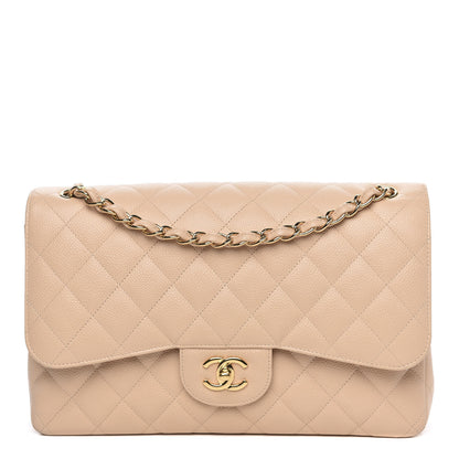 Chanel Caviar Quilted Jumbo Double Flap Beige Clair 1 of 12