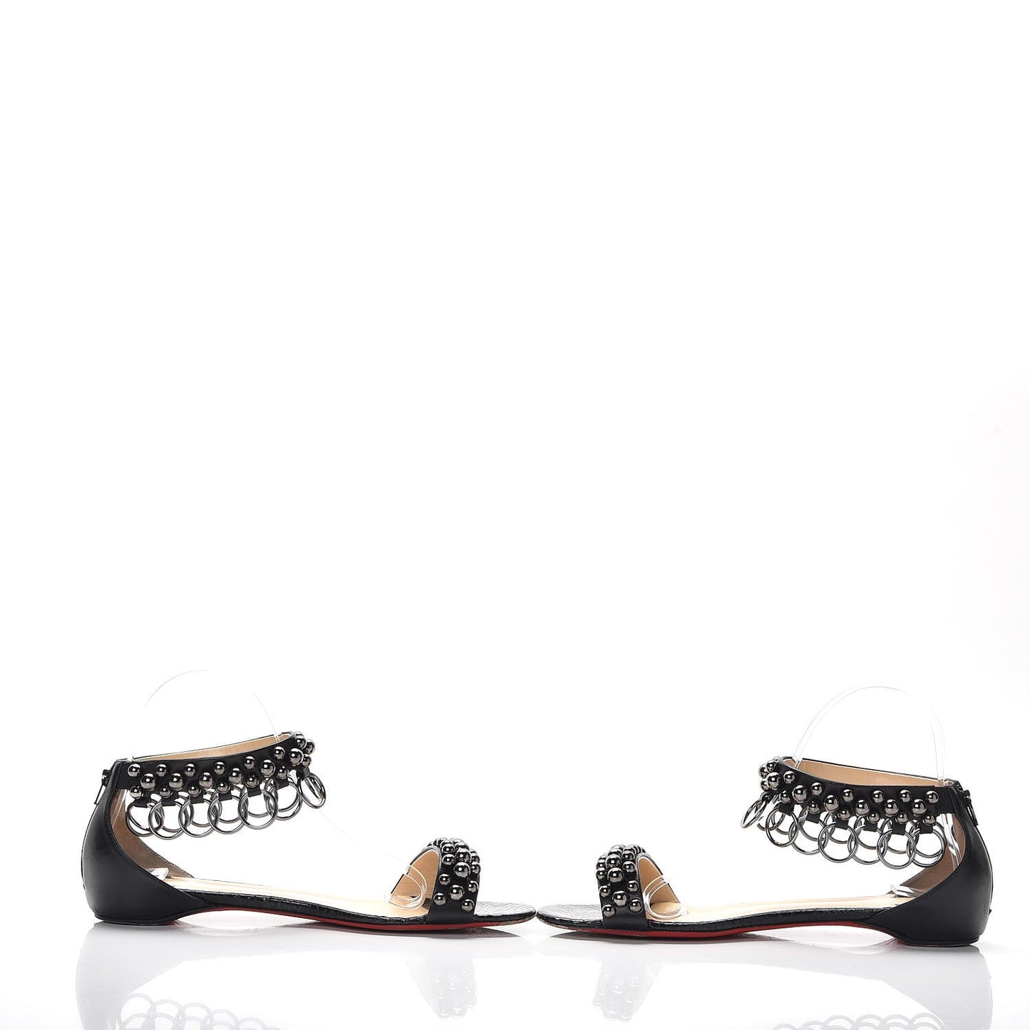 Shiny Nappa Lame Sirene Gypsoflat Sandals 39 Black
