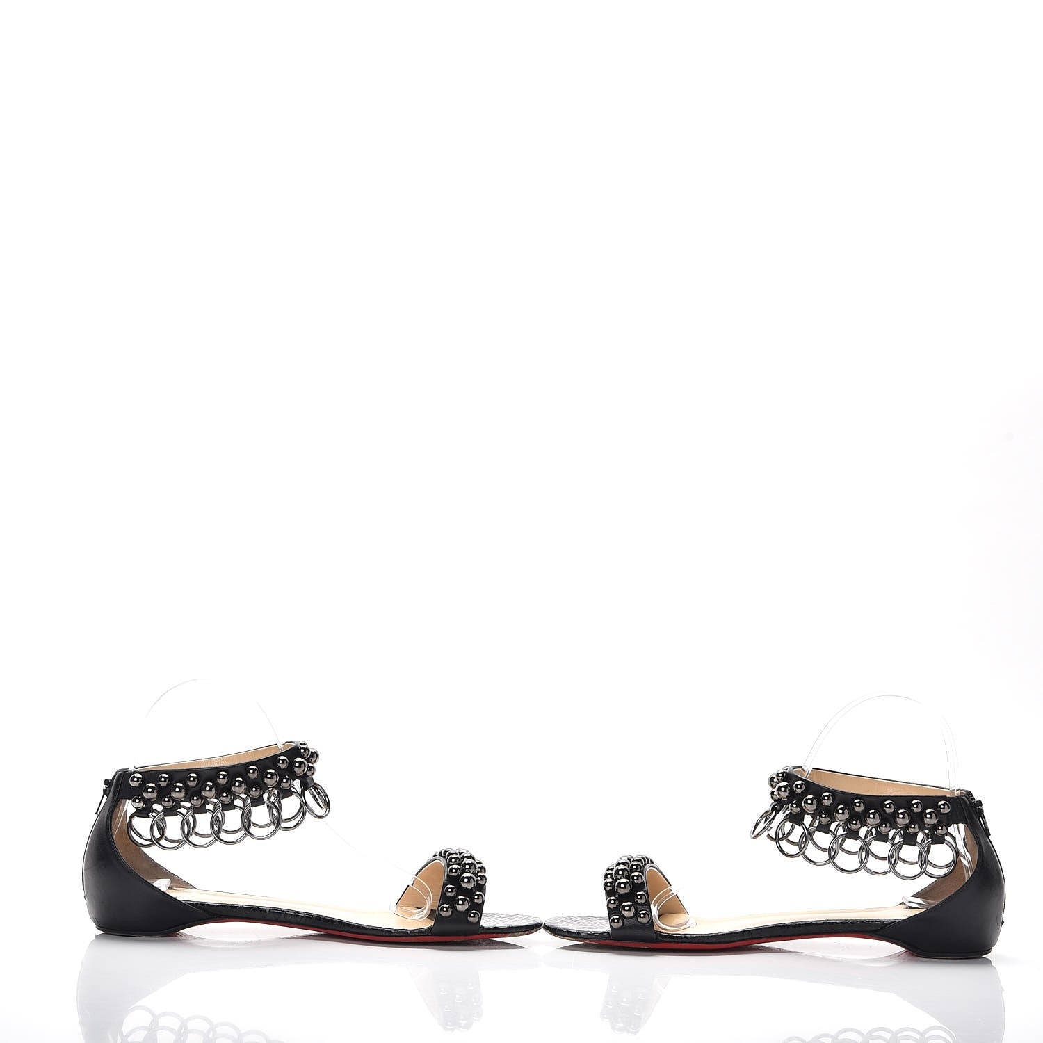 Christian Louboutin Shiny Nappa Lame Sirene Gypsoflat Sandals 39 Black 6 of 14