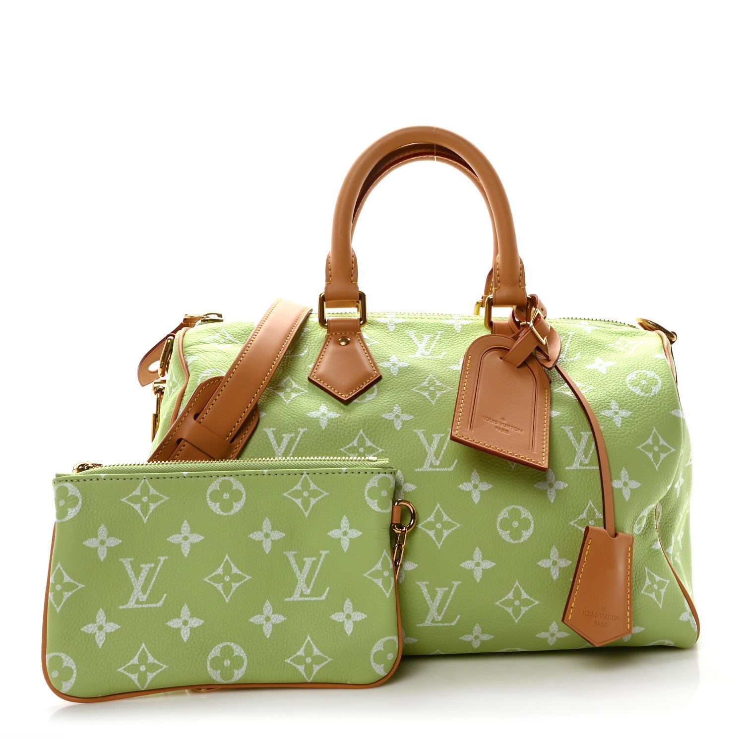 Louis Vuitton Calfskin Monogram Speedy P9 Bandouliere 30 Frozen Lime Vert Clair 3 of 10