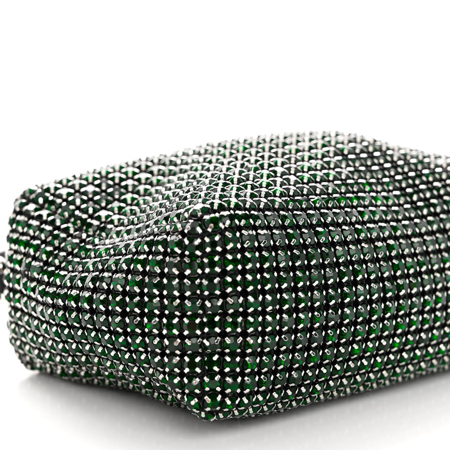 Alexander Wang Mesh Crystal Rhinestone Mini Heiress Pouch Emerald Green 8 of 9