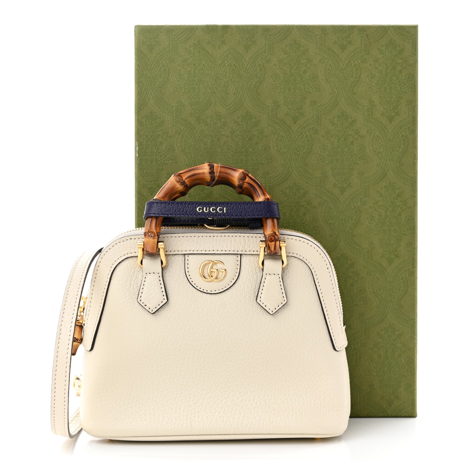 Gucci Textured Dollar Calfskin Mini Diana Dome Tote Bag White 11 of 11