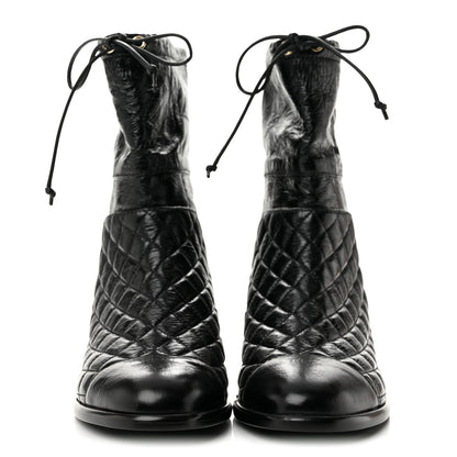 Chanel Crumpled Calfskin Quilted Cap Toe Short Boots 38 Black 3 of 11