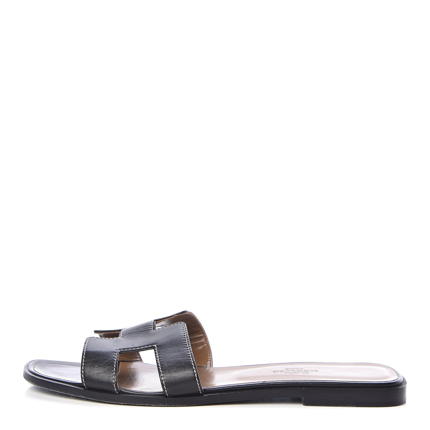 Hermes Box Calfskin Oran Sandals 39 Black 1 of 9