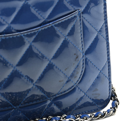 Chanel Patent Quilted Wallet On Chain WOC Blue 9 of 10