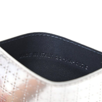 Christian Dior Metallic Patent Micro-Cannage Lady Dior Card Holder Silver 7 of 8
