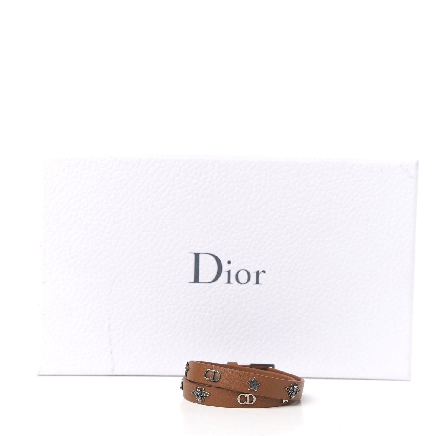 Calfskin Bee Double Bracelet Brown