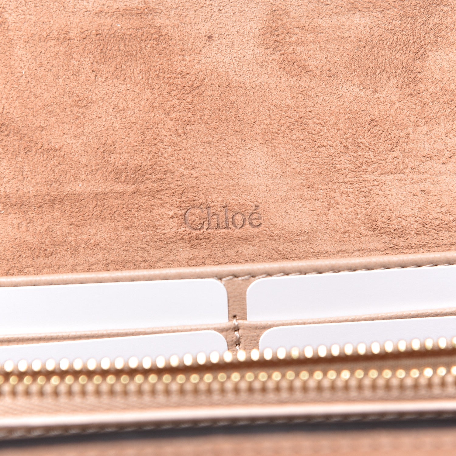 Chloe Calfskin Suede Georgia Flap Wallet Pearl Beige 6 of 10