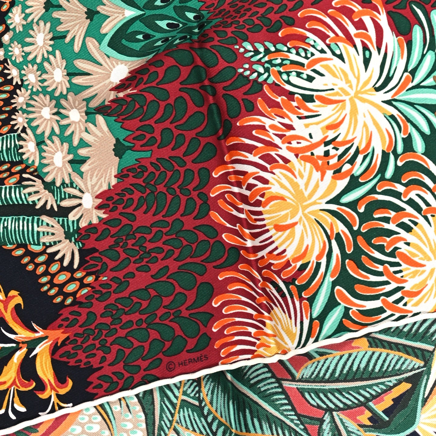Silk Mountain Zebra Scarf 90 Vert Brun Terracotta
