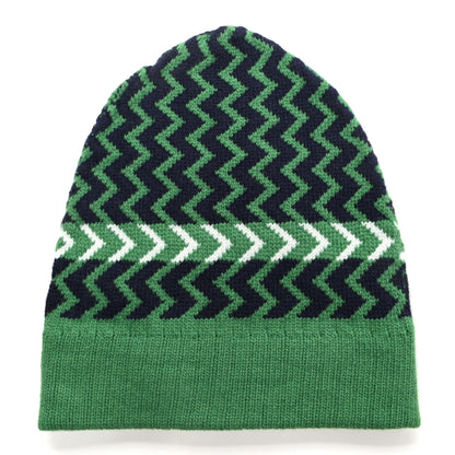 Gucci Wool Tricot Zaggede Beanie Hat M Grass Green Blue 3 of 6