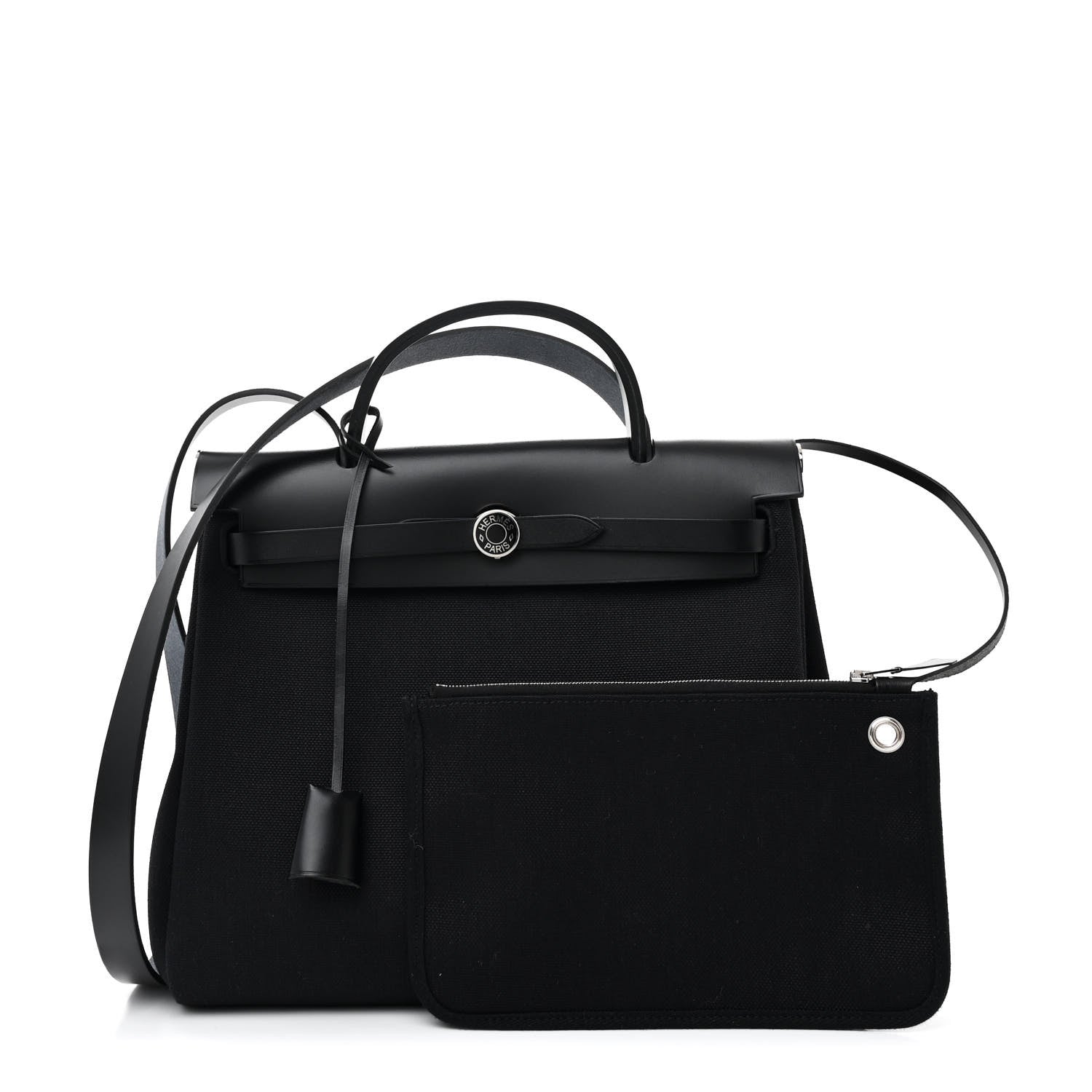 Hermes Military Toile Vache Hunter Herbag Zip Retourne 31 PM Black 3 of 11