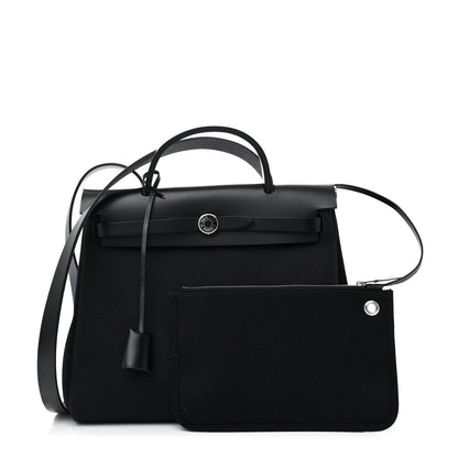 Hermes Military Toile Vache Hunter Herbag Zip Retourne 31 PM Black 3 of 11