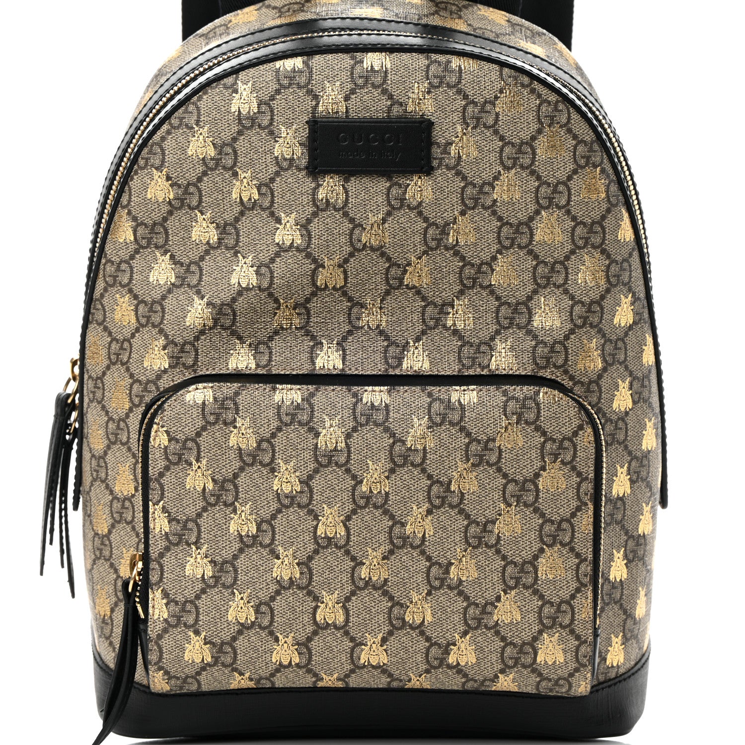 Gucci GG Supreme Monogram Bees Print Small Day Backpack Beige Oro Black 8 of 16