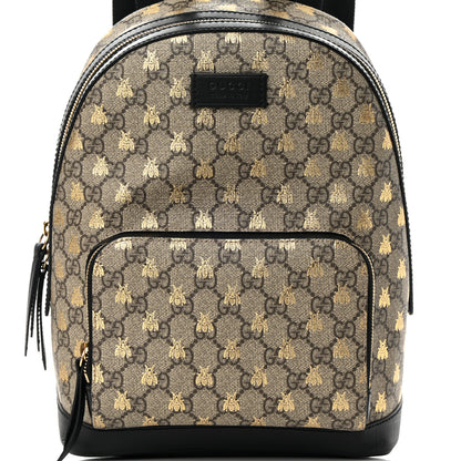 Gucci GG Supreme Monogram Bees Print Small Day Backpack Beige Oro Black 8 of 16