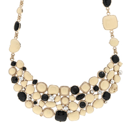 Chanel Crystal Resin Bib Necklace Black Ivory 1 of 6